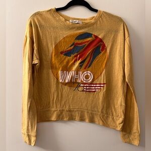 Yellow WHO 76 Graphic Long Sleeve Cropped Tee